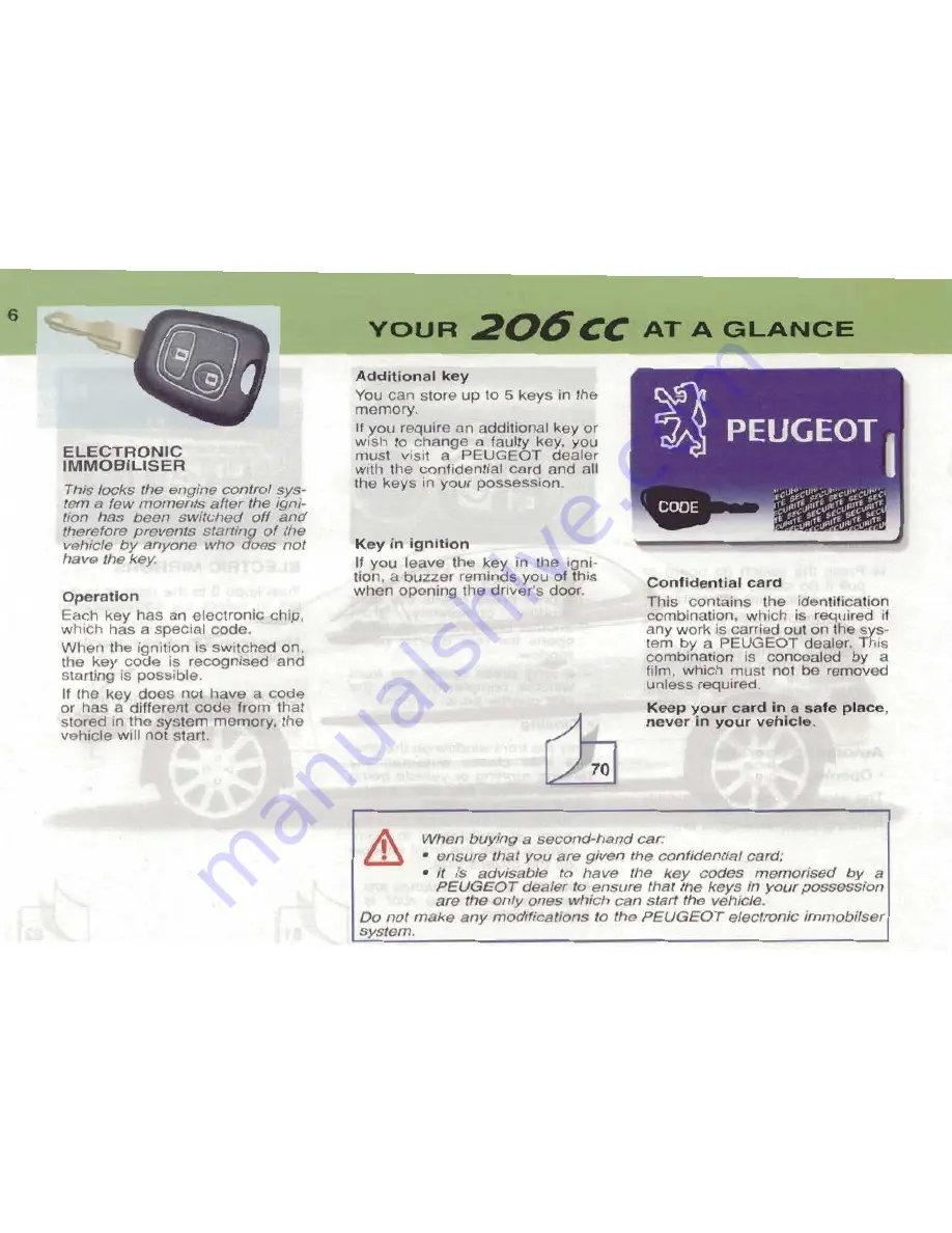 PEUGEOT 206 CC Handbook Download Page 7