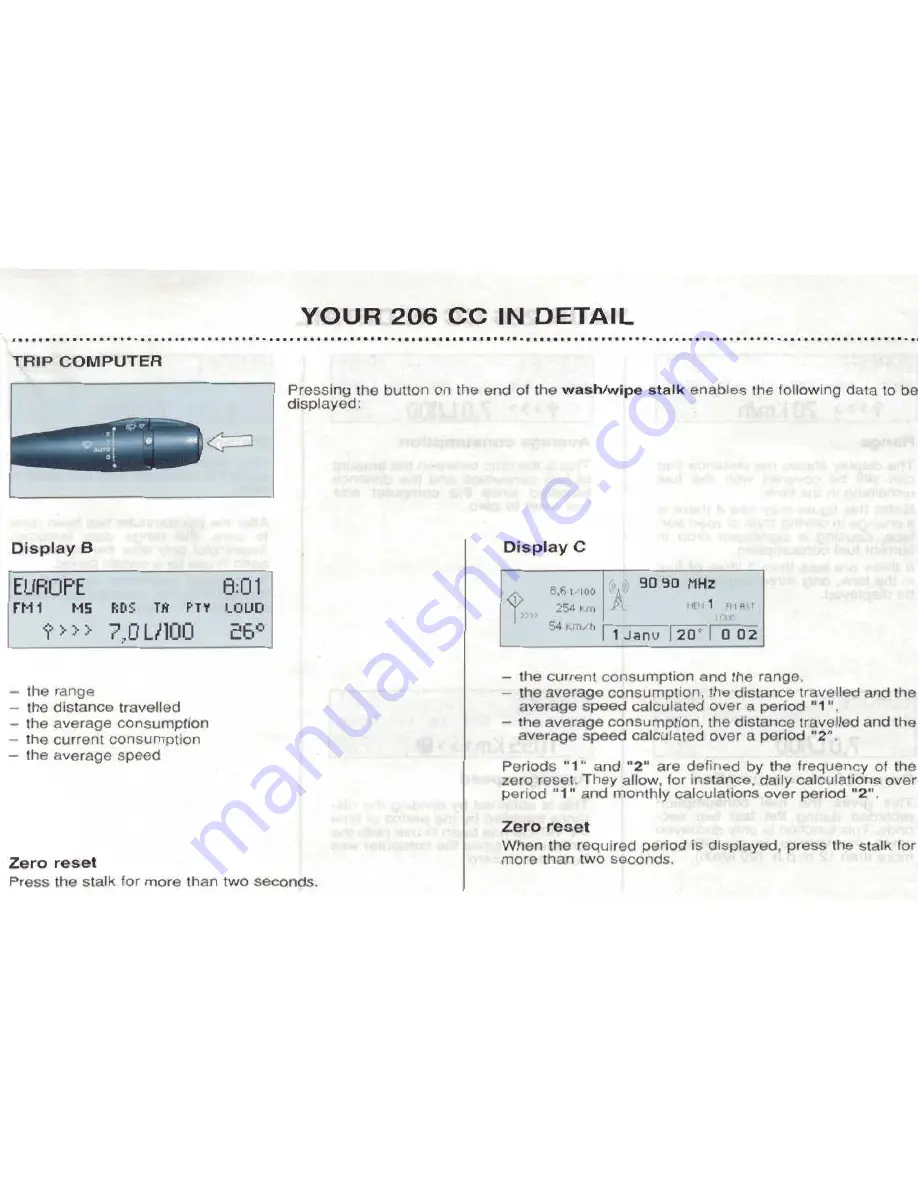 PEUGEOT 206 CC Handbook Download Page 80