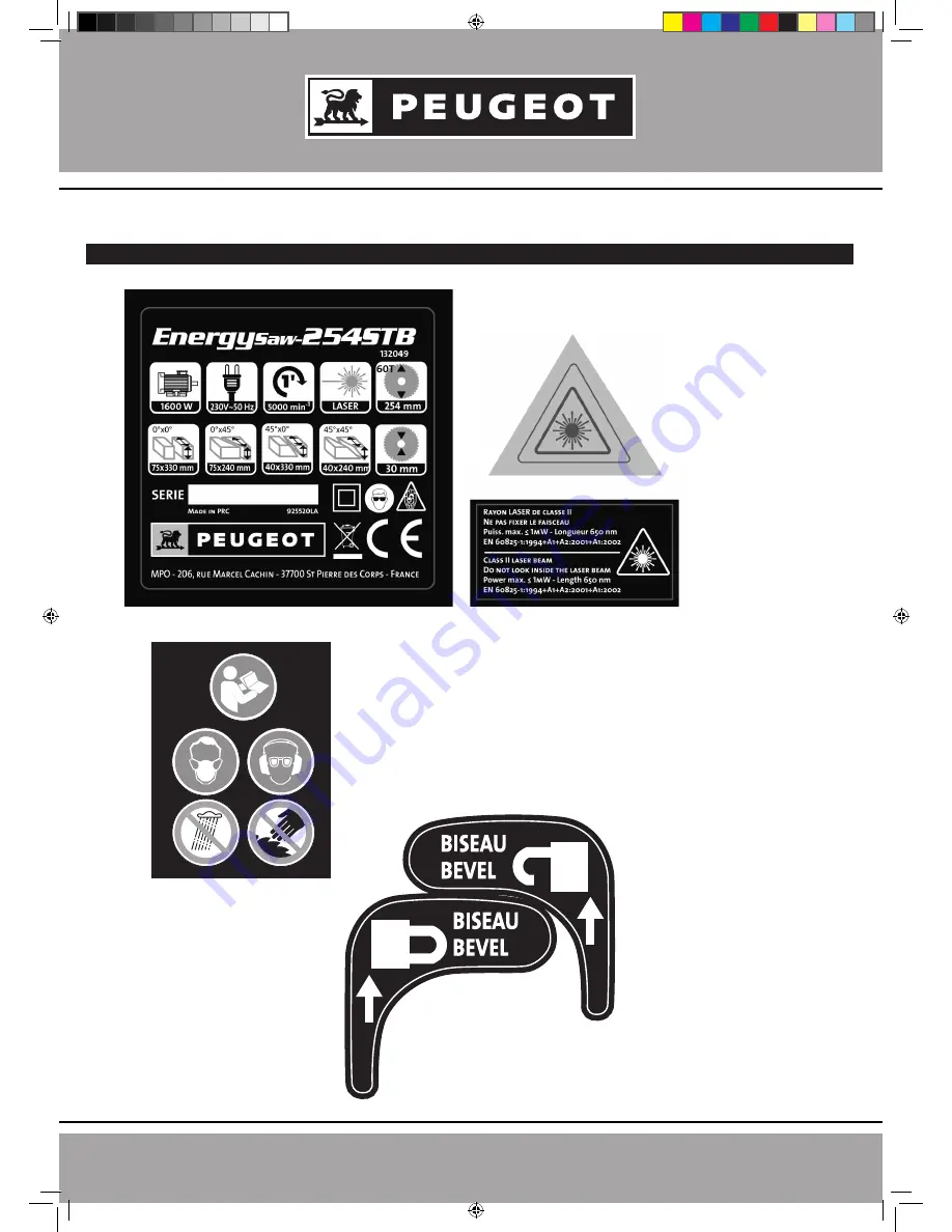 PEUGEOT ENERGYSaw-254STB Using Manual Download Page 16