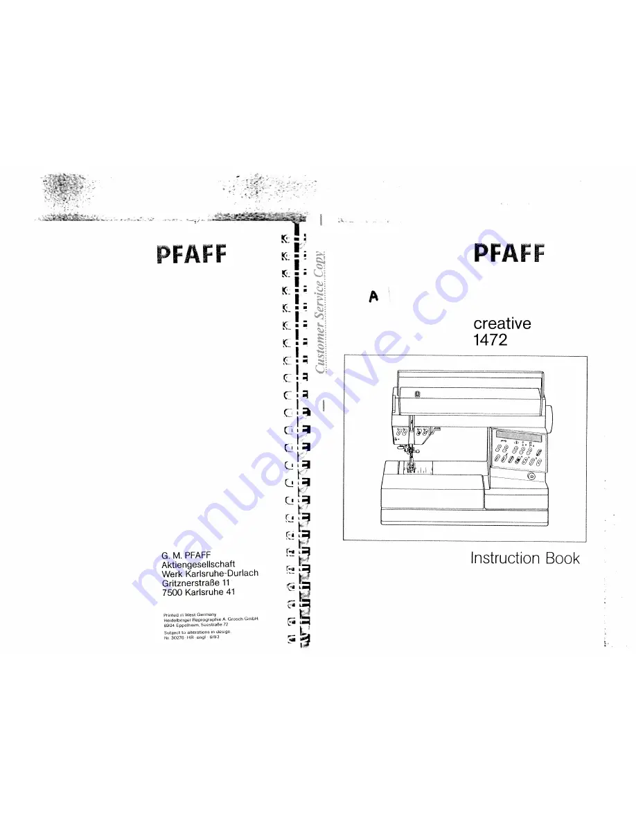 Pfaff creative 1472 Скачать руководство пользователя страница 1