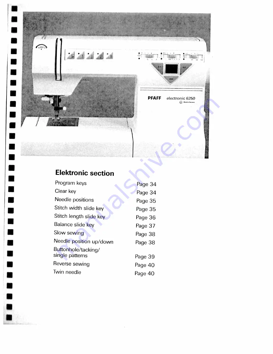 Pfaff electronic 6250 Instruction Book Download Page 37