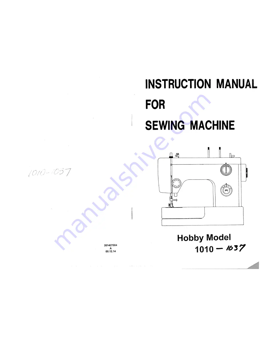 Pfaff Hobby 1010 Скачать руководство пользователя страница 1