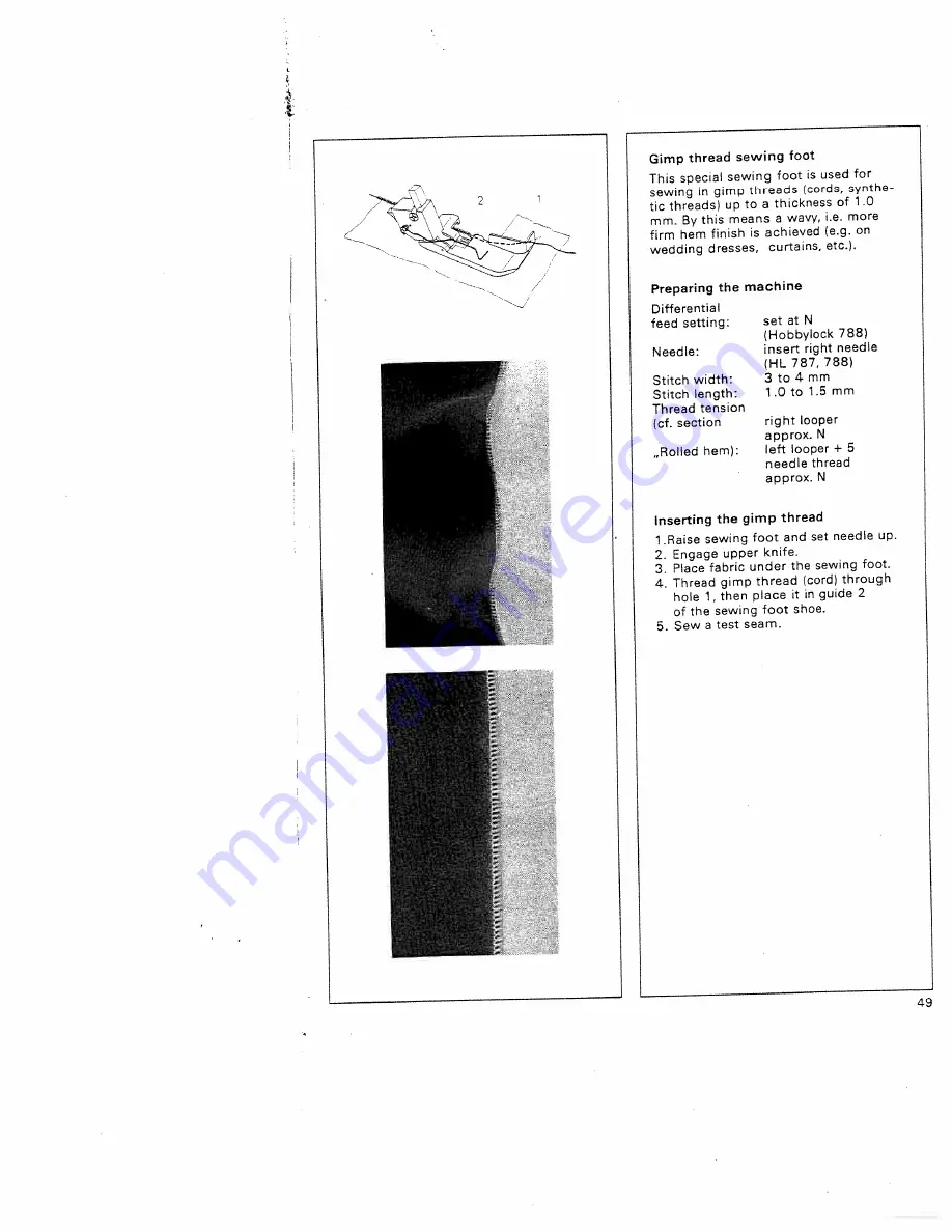 Pfaff hobbylock 787 Instruction Manual Download Page 51