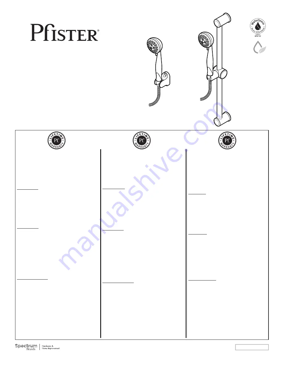 Pfister 16-200 Quick Start Manual Download Page 1