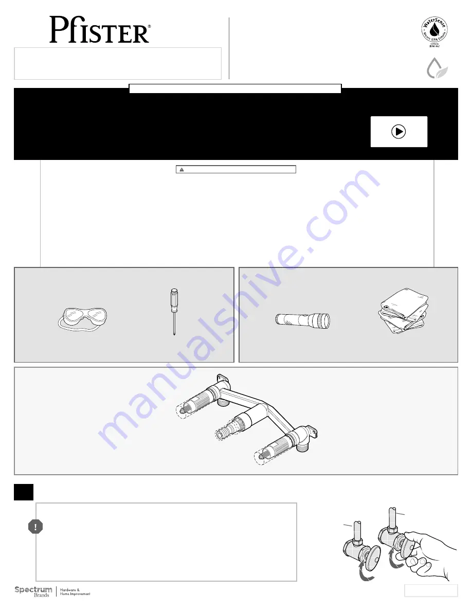 Pfister L0W8-01 Quick Installation Manual Download Page 1