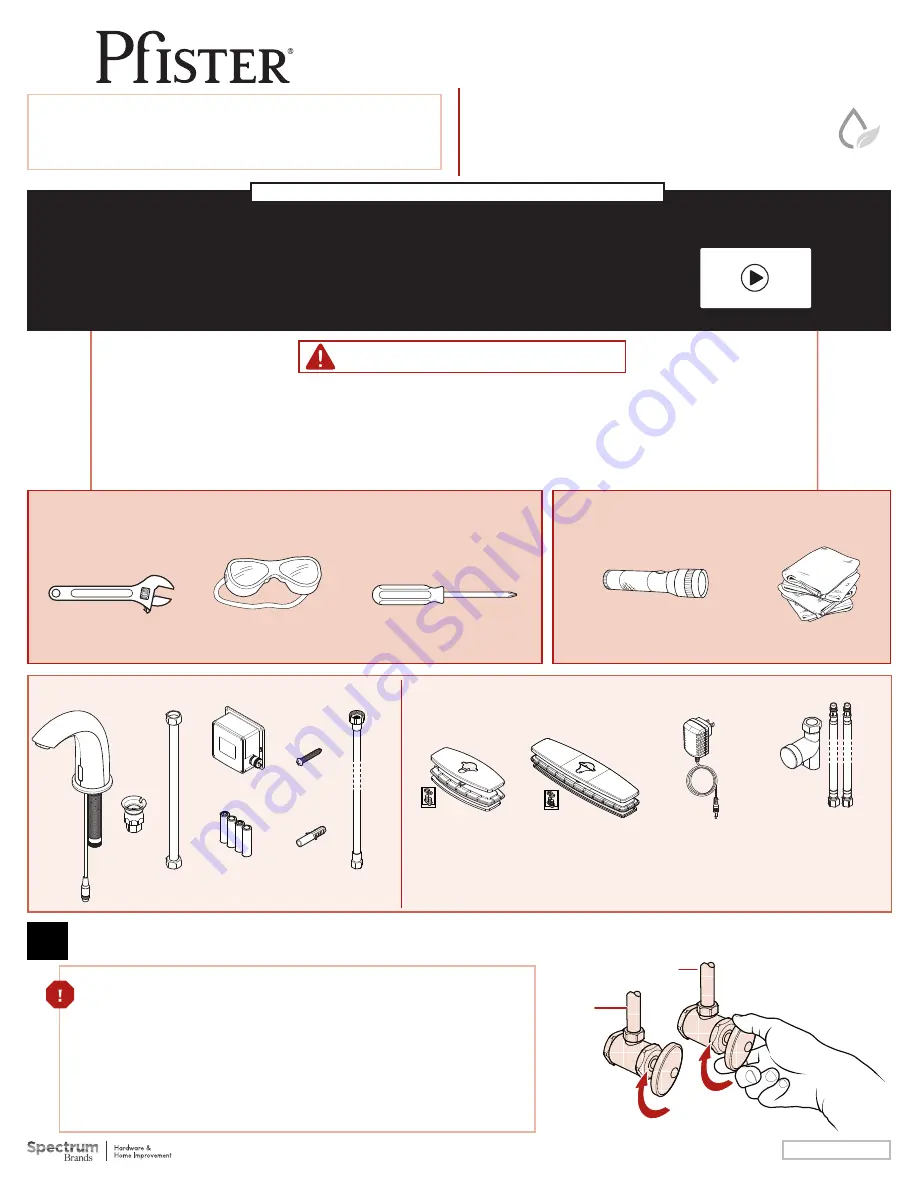 Pfister LG42-ELT Quick Installation Manual Download Page 1