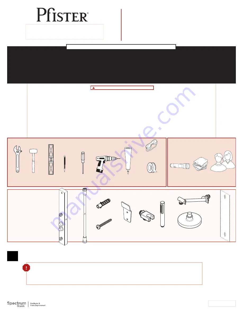 Pfister Shower Panel 016-651SP Quick Installation Manual Download Page 1