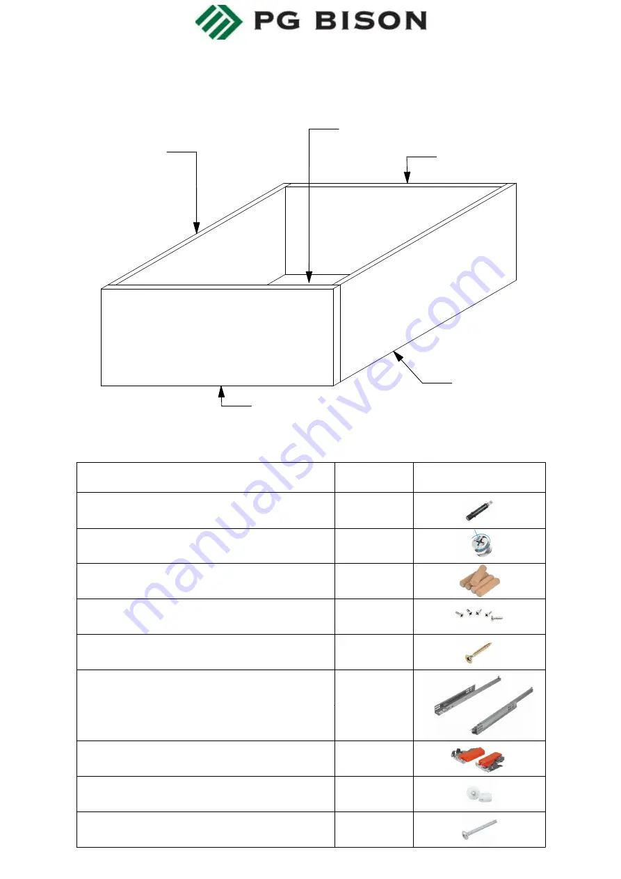 PG BISON BLUM FLATPAX KITCHEN TANDEM WOODEN DRAWER BOX HEIGHT 3 Assembly Manual Download Page 1