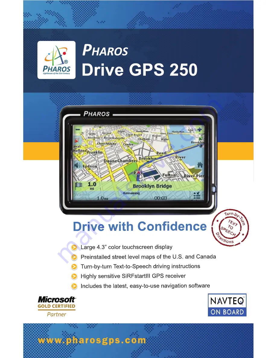 Pharos Drive GPS 250 Specifications Download Page 1