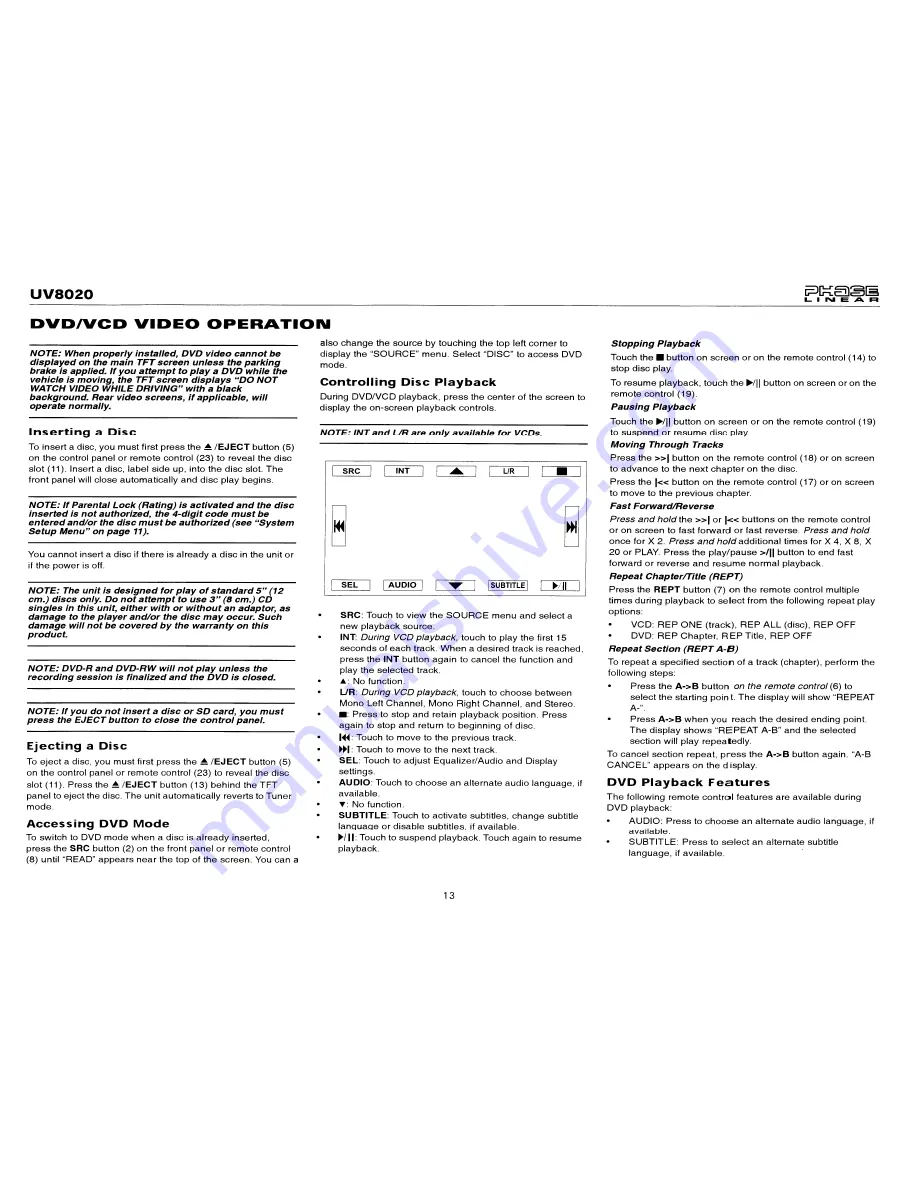 Phase Linear UV8020 Скачать руководство пользователя страница 15