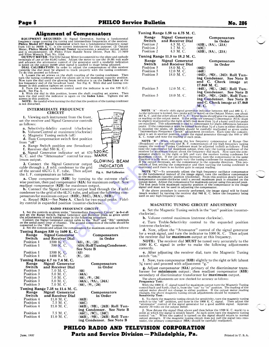 Philco 38-116 Service Bulletin Download Page 5