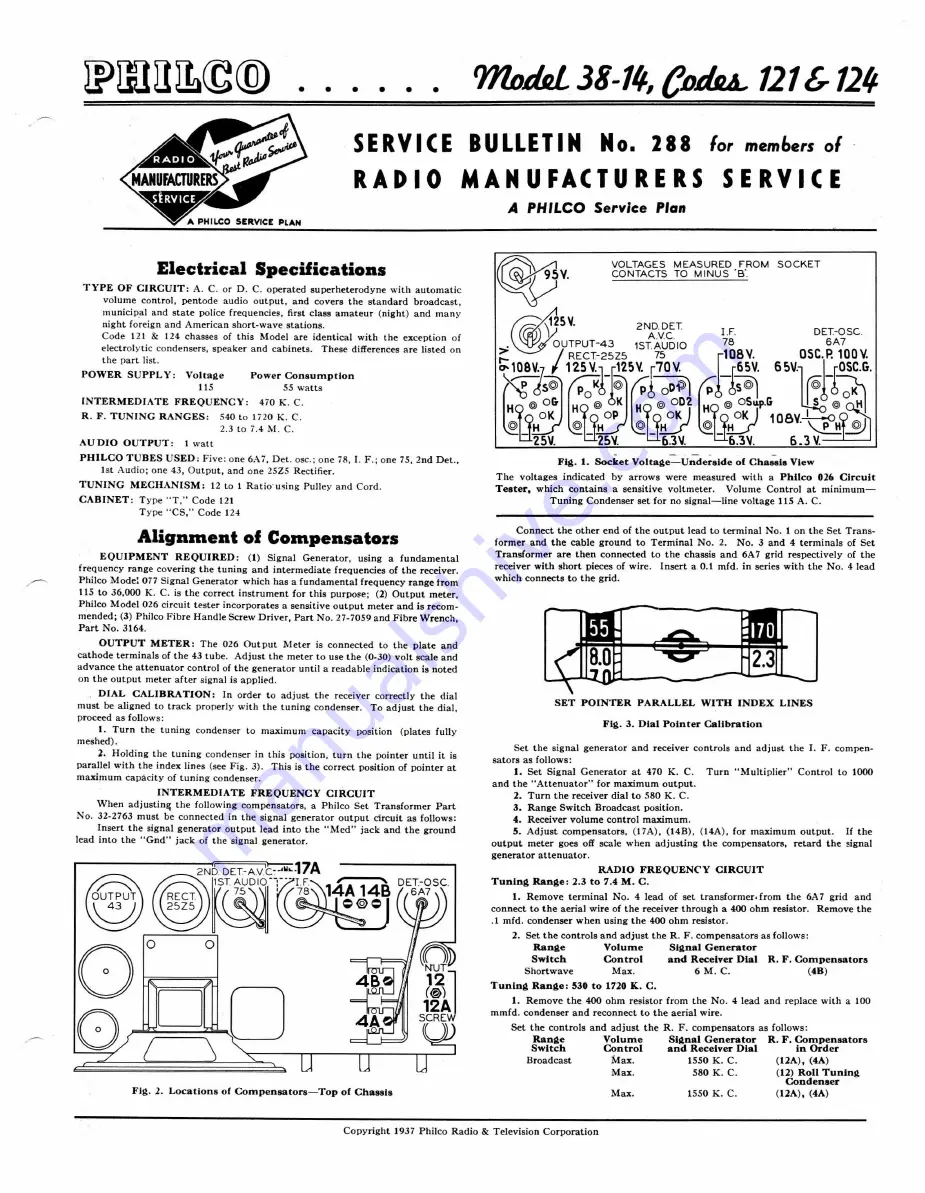 Philco 38-14 Service Bulletin Download Page 1