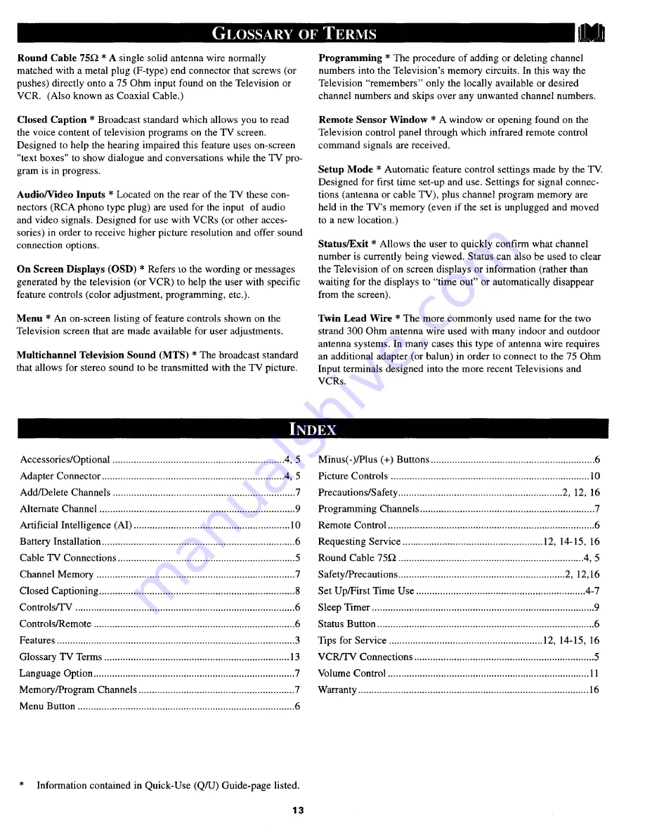 Philips/Magnavox COLOR TV 19 INCH PORTABLE PS1944C Owner'S Manual Download Page 13