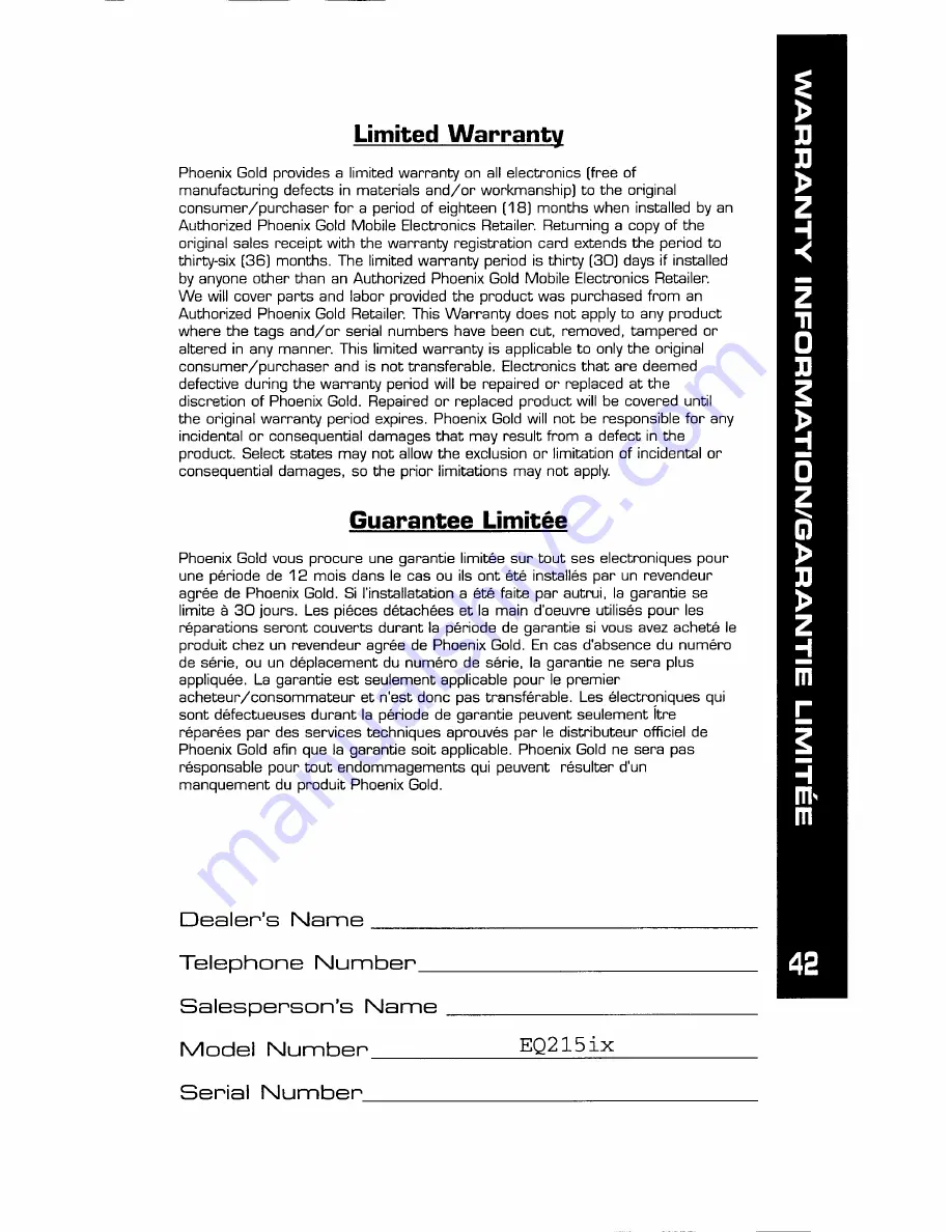 Phoenix Gold EQ215ix Owner'S Manual Download Page 26