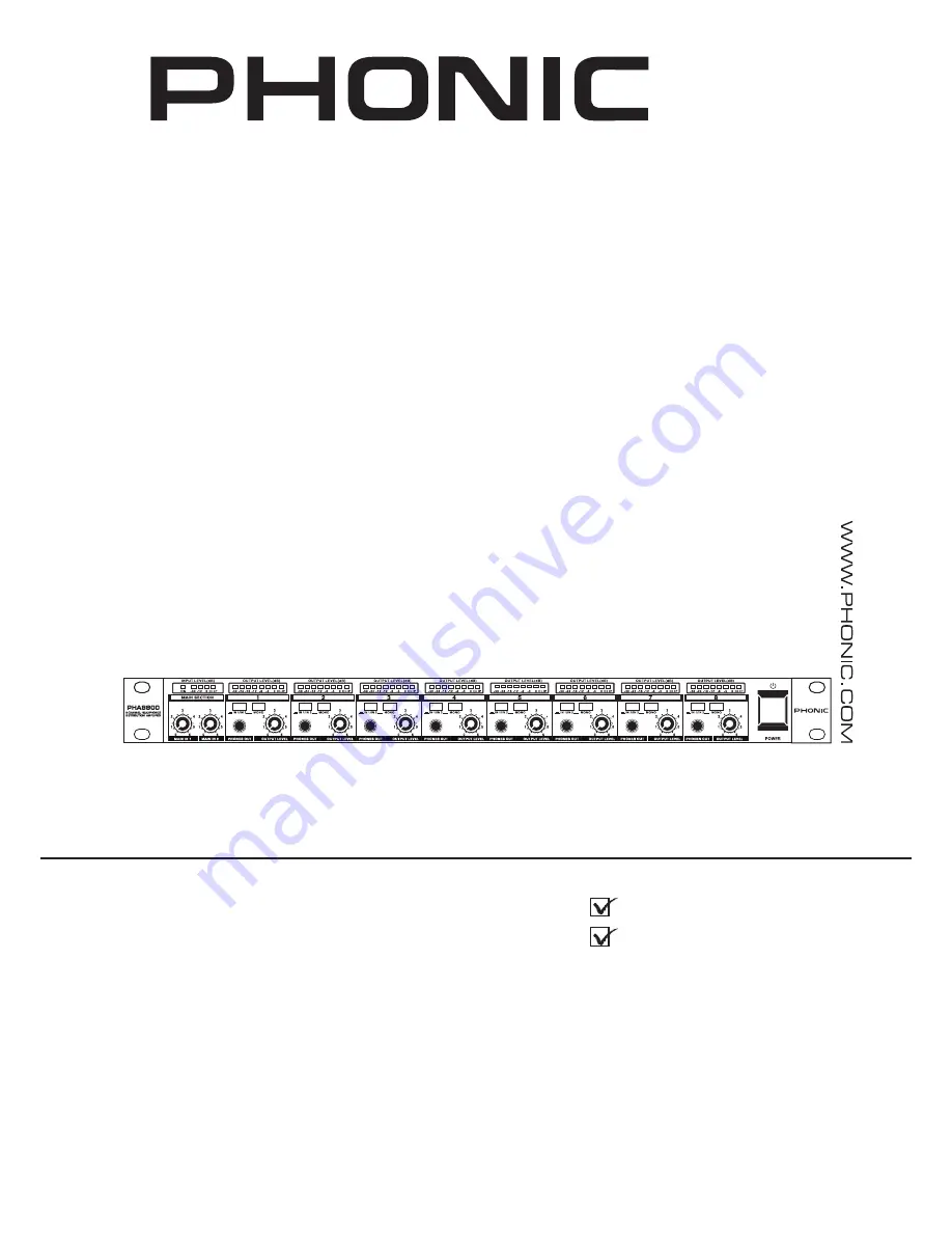 Phonic PHA 8800 User Manual Download Page 1