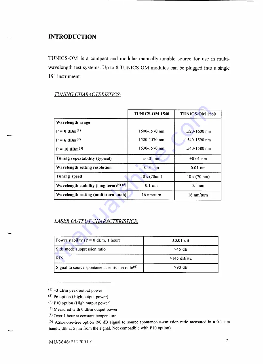 Photonetics TUNICS-OM 1540 Скачать руководство пользователя страница 8