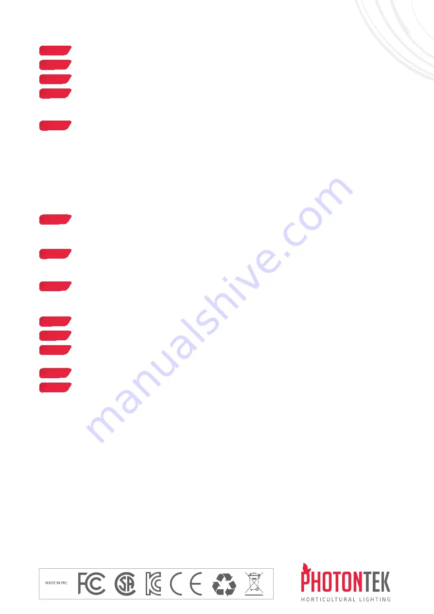 PHOTONTEK PTEKLED020 Manual Download Page 10