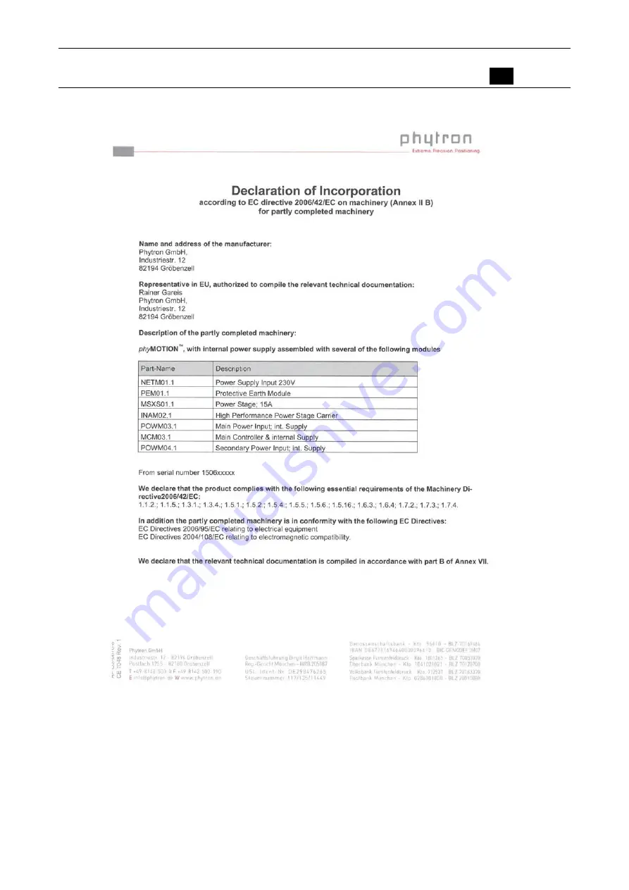 phytron phyMOTION INAM01.1 Translation Of The Original Manual Download Page 11