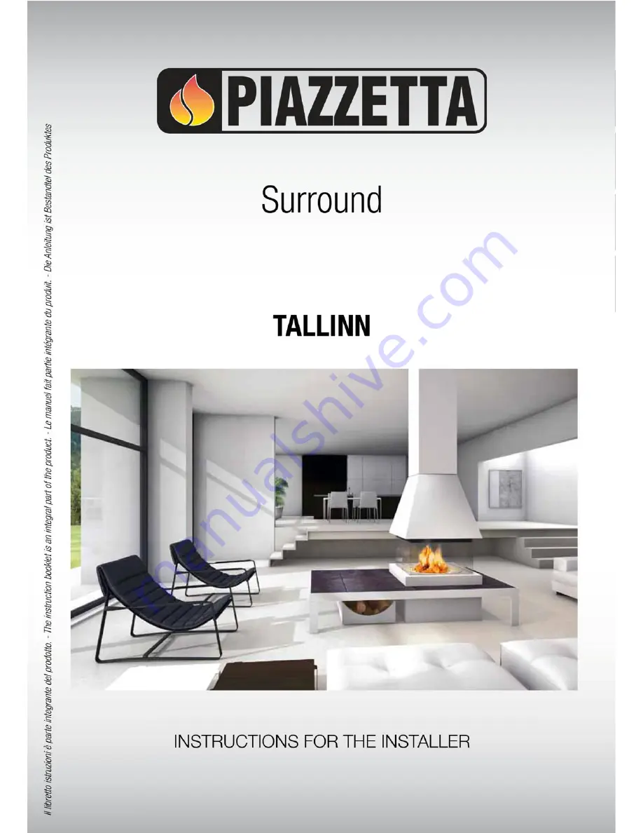 Piazzetta TALLINN Surround Series Instructions For The Installer Download Page 1