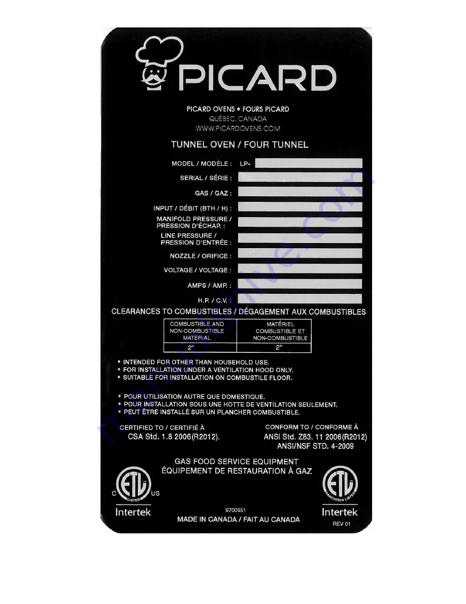 Picard LP - 200 Series Operation, Maintenance And Parts Manual Download Page 4