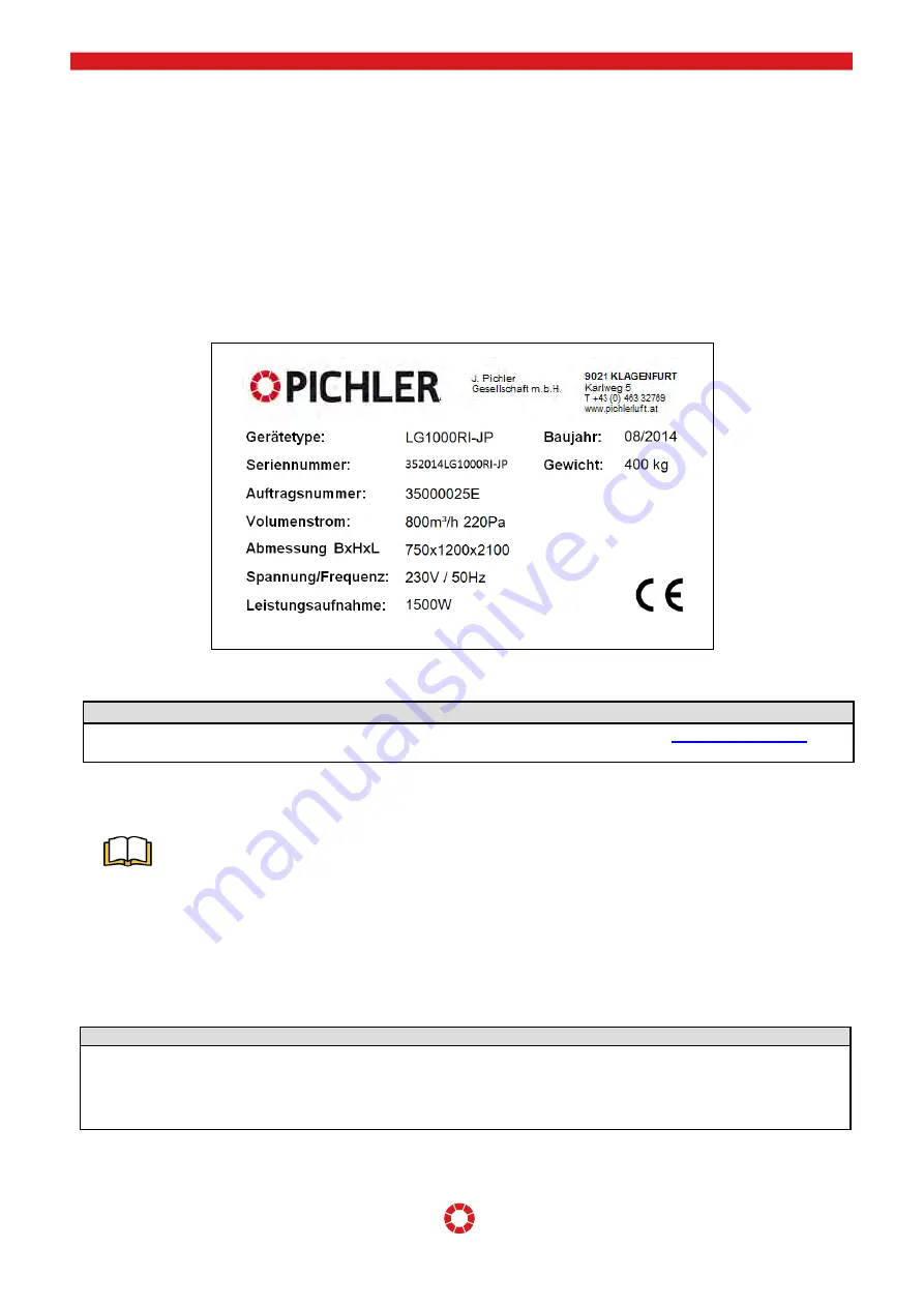 Pichler LG 1000 Operating And Installation Instructions Download Page 4