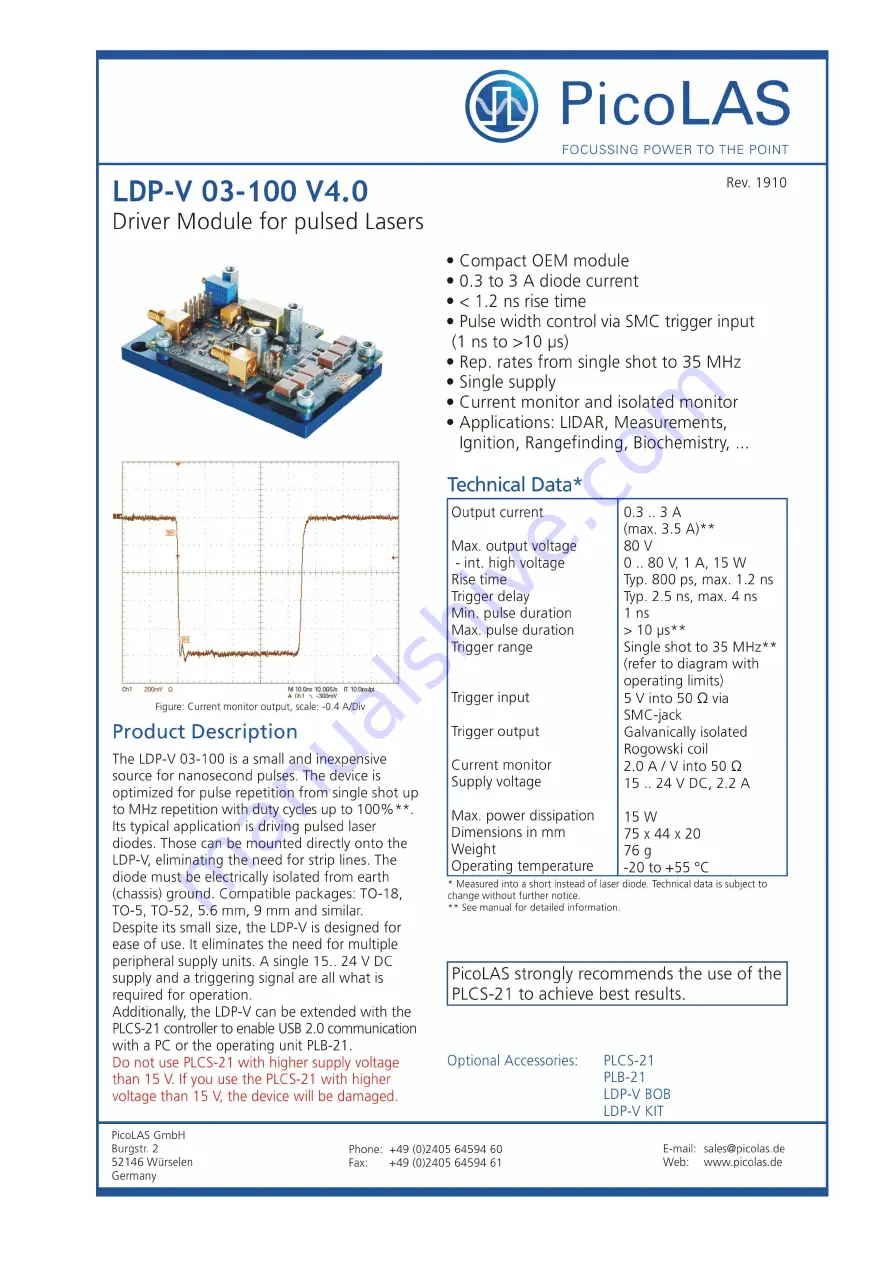 PICOLAS LDP-V 03-100 V4.0 User Manual Download Page 3