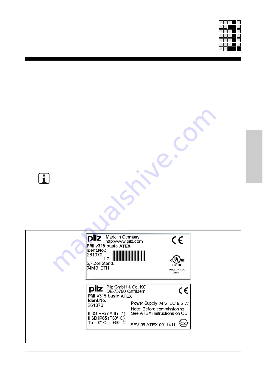 Pilz PMI o315 ATEX Operating Manual Download Page 41