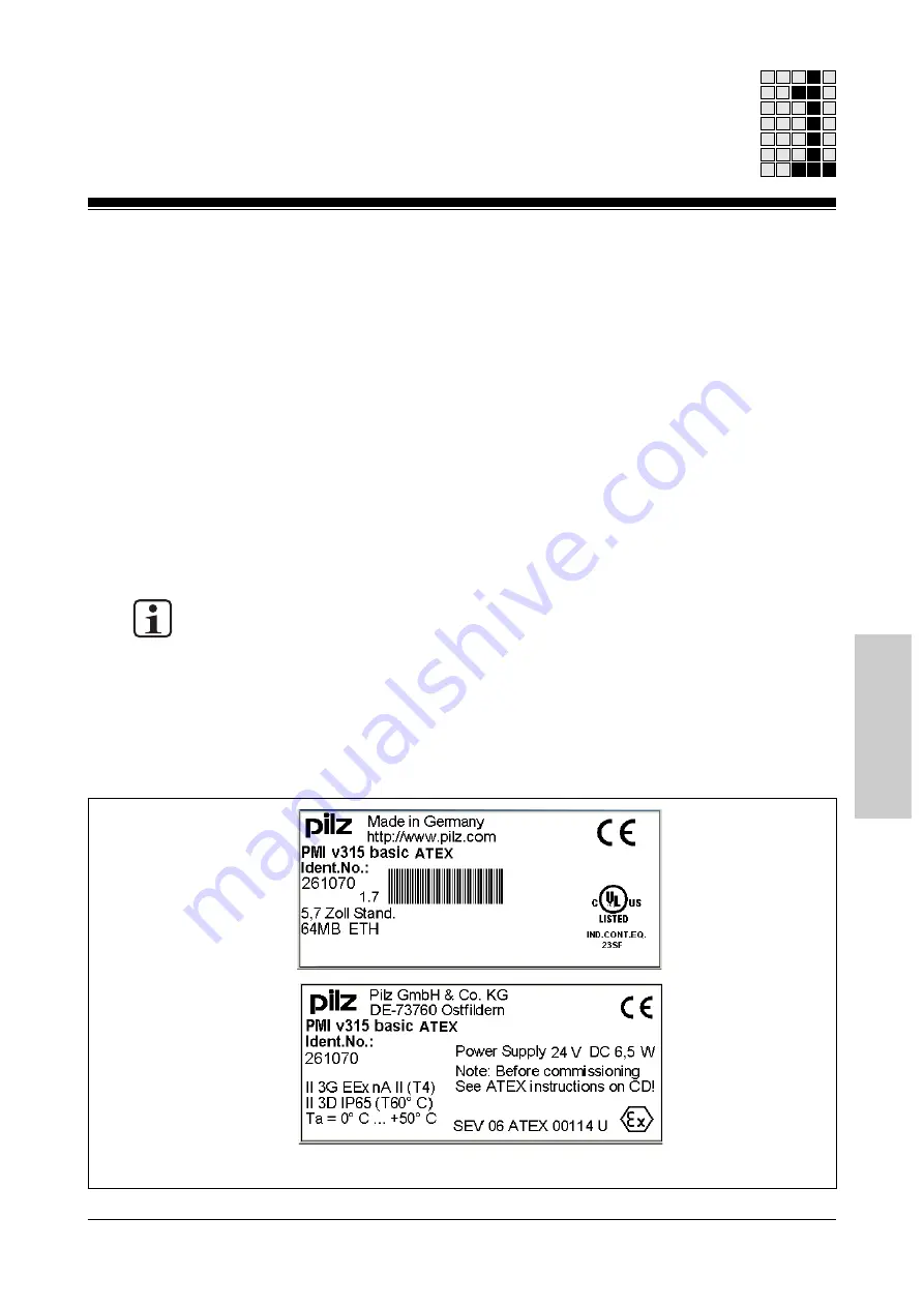 Pilz PMI o315 ATEX Скачать руководство пользователя страница 77