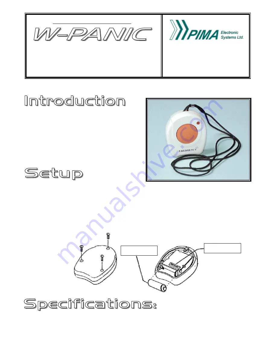 Pima W-PANIC Instruction Manual Download Page 1