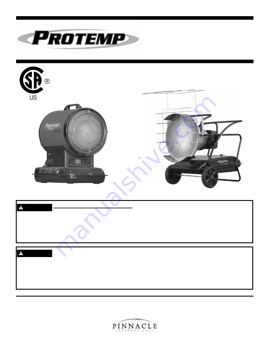 Pinnacle International Protemp PT-125-OFR-A User'S Manual & Operating Instructions Download Page 1