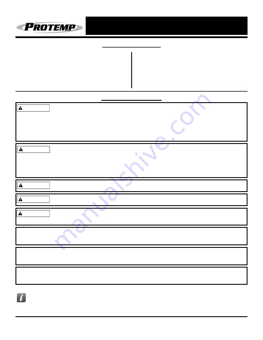 Pinnacle International Protemp PT-125-OFR-A User'S Manual & Operating Instructions Download Page 2