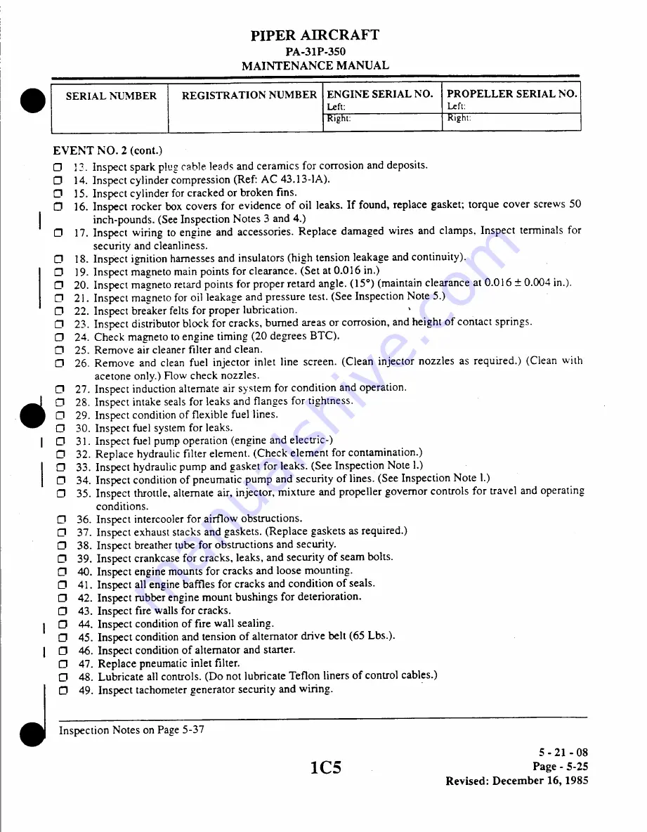 Piper Aircraft Corporation MOJAVE PA-31 P-350 Maintenance Manual Download Page 53