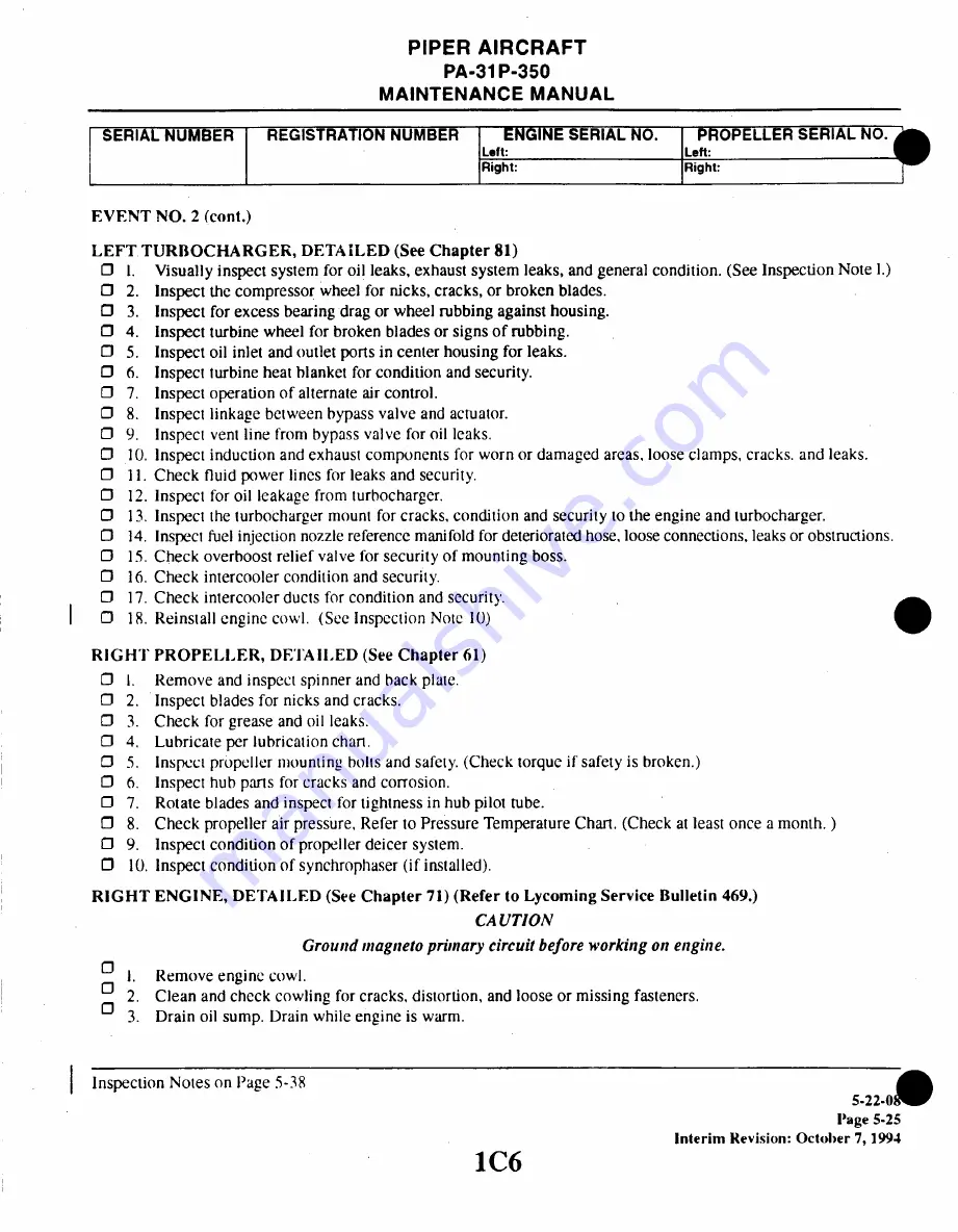 Piper Aircraft Corporation MOJAVE PA-31 P-350 Maintenance Manual Download Page 54