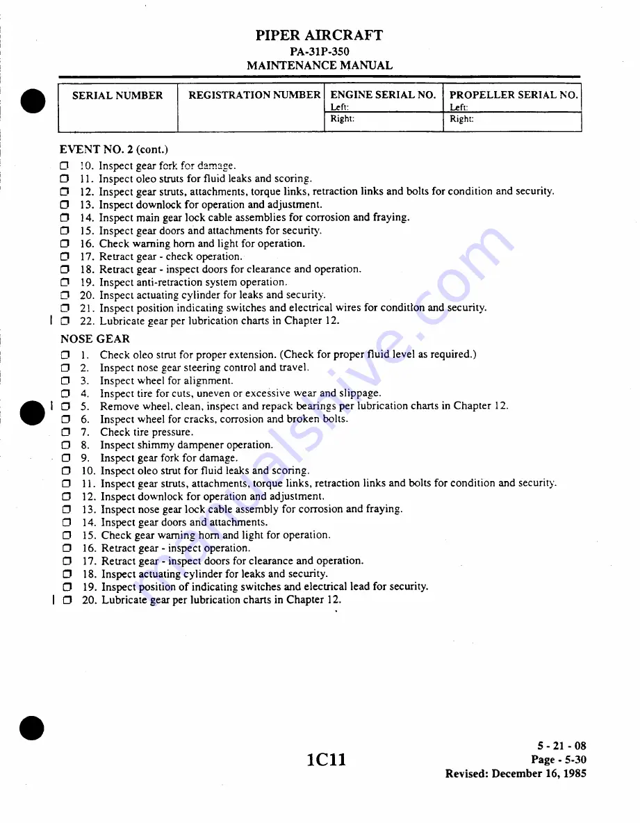 Piper Aircraft Corporation MOJAVE PA-31 P-350 Maintenance Manual Download Page 59