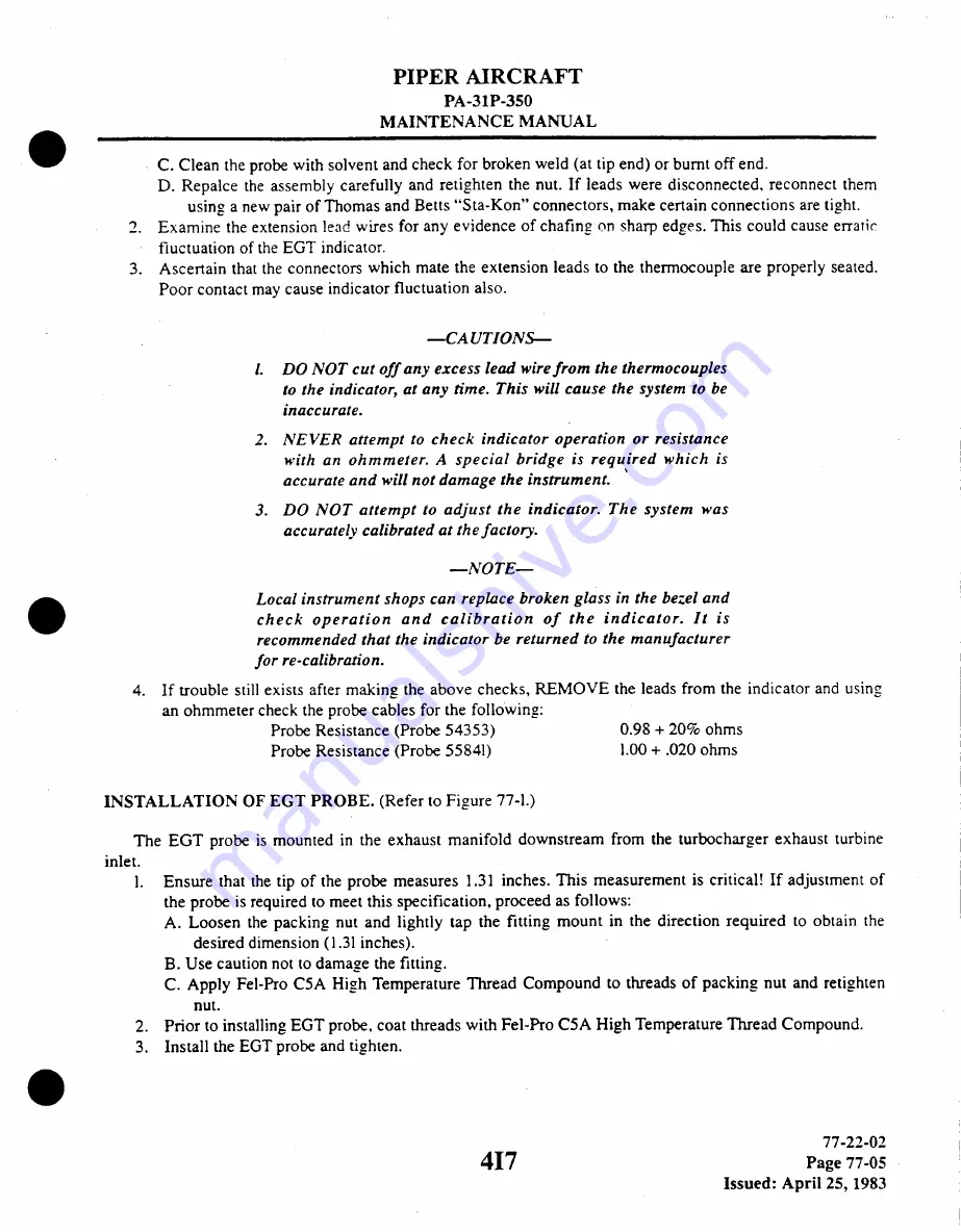 Piper Aircraft Corporation MOJAVE PA-31 P-350 Maintenance Manual Download Page 1019