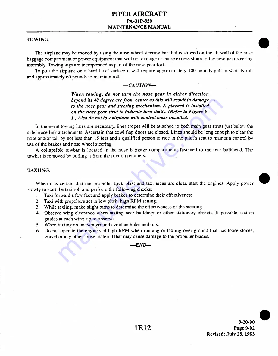 Piper Aircraft Corporation MOJAVE PA-31 P-350 Maintenance Manual Download Page 108