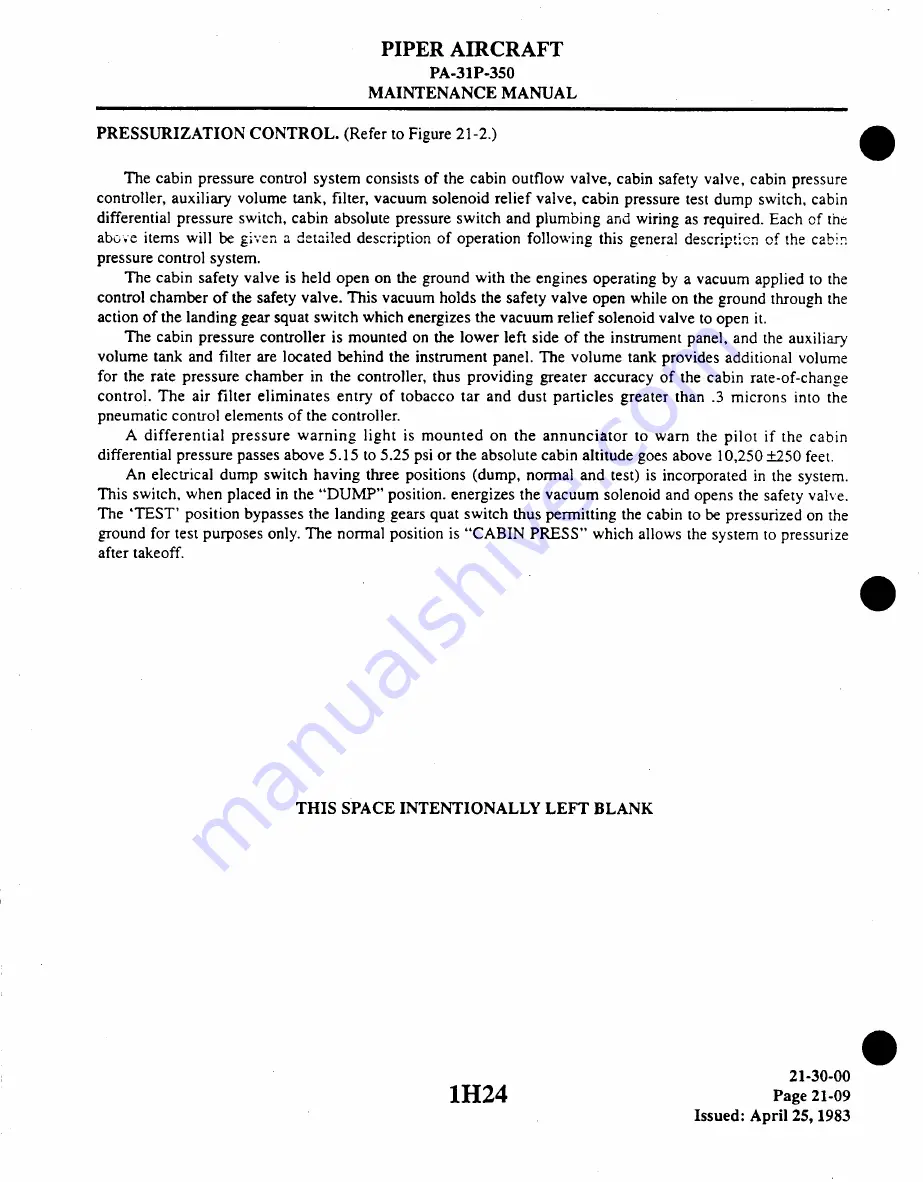 Piper Aircraft Corporation MOJAVE PA-31 P-350 Maintenance Manual Download Page 192