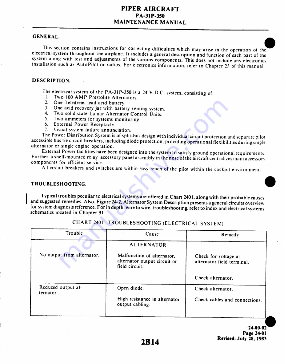 Piper Aircraft Corporation MOJAVE PA-31 P-350 Maintenance Manual Download Page 319