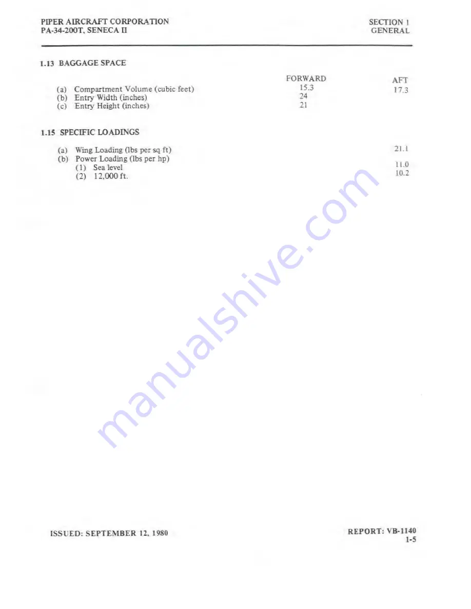 Piper Aircraft Corporation Seneca II PA-34-200T Pilot Operating Handbook Download Page 12