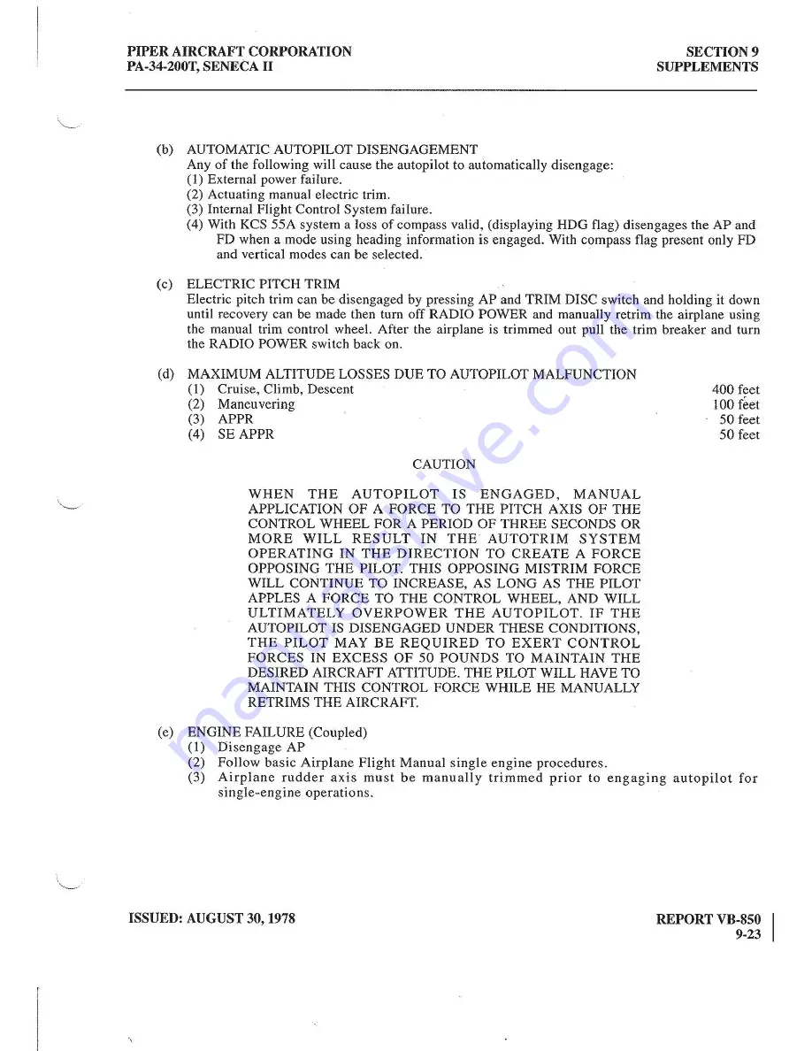 Piper Aircraft Corporation Seneca II PA-34-200T Pilot Operating Handbook Download Page 281