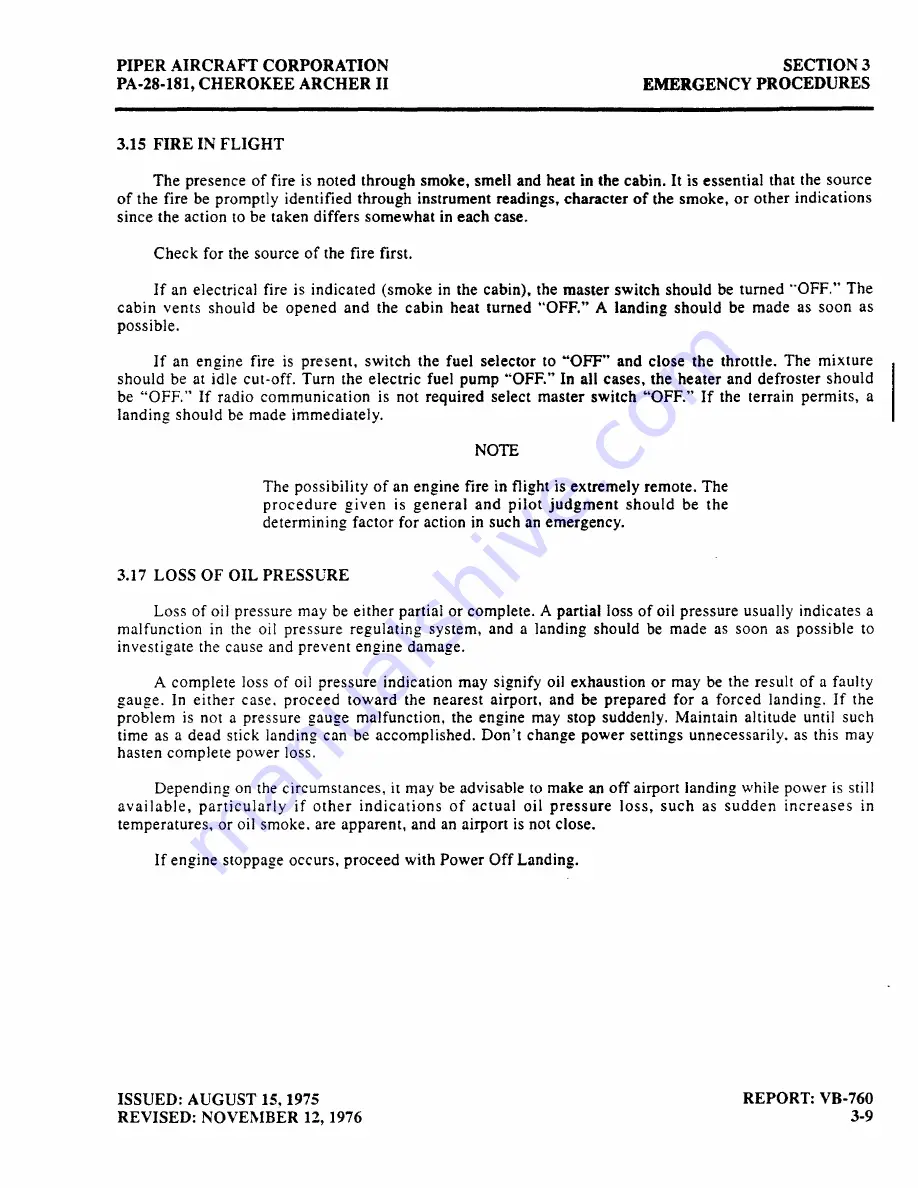 Piper Cherokee Archer II Pilot Operating Handbook Download Page 40