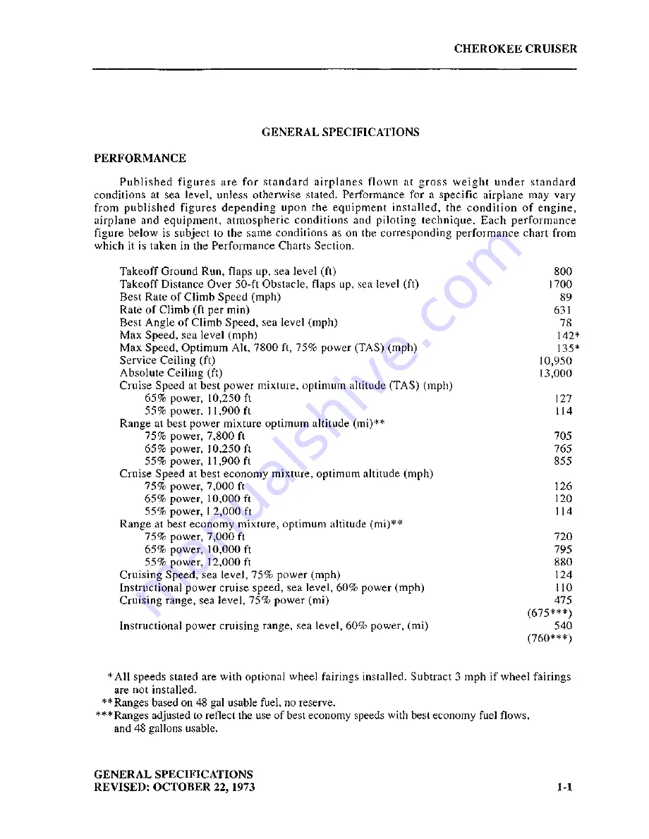 Piper CHEROKEE CRUISER PA-28-140 Information Manual Download Page 12