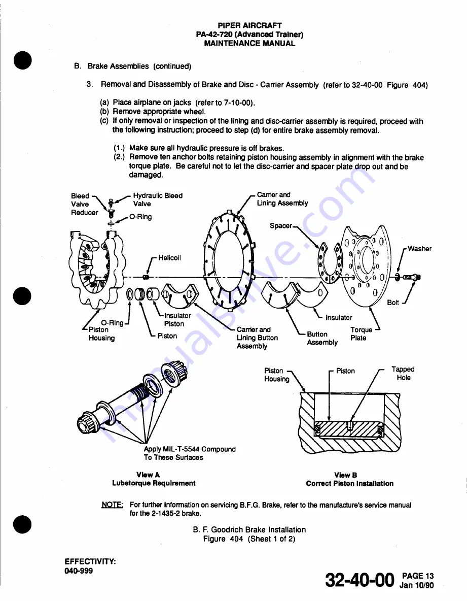 Piper Cheyenne IIIA Airplane Maintenance Manual Download Page 619