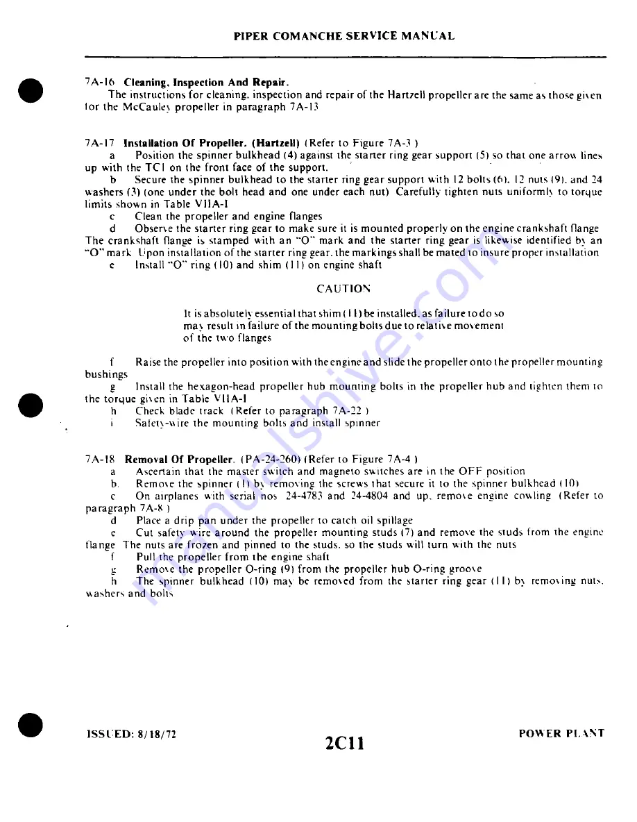 Piper PA-24 Comanche Service Manual Download Page 465