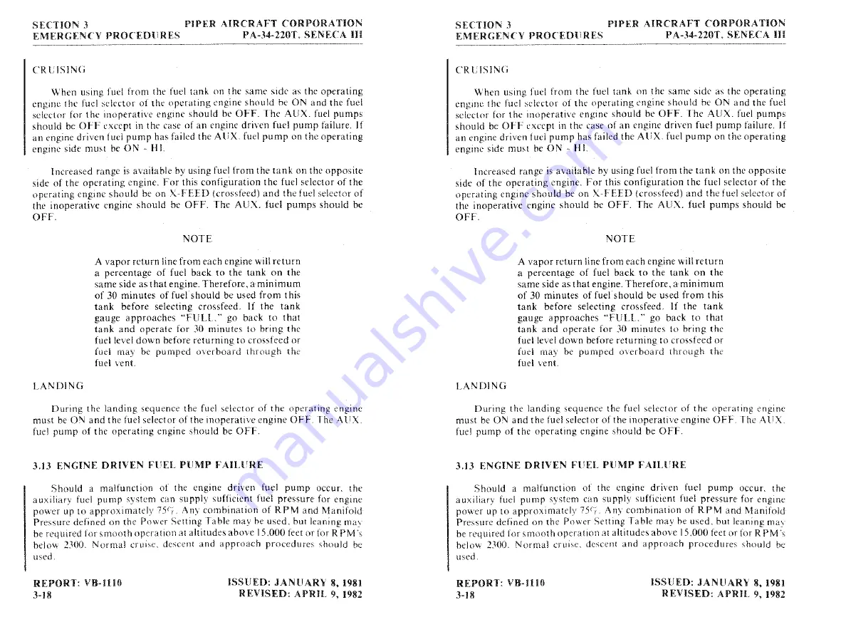 Piper SENECA III Pilot'S Information Manual Download Page 68