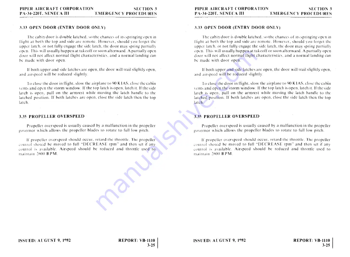 Piper SENECA III Pilot'S Information Manual Download Page 75