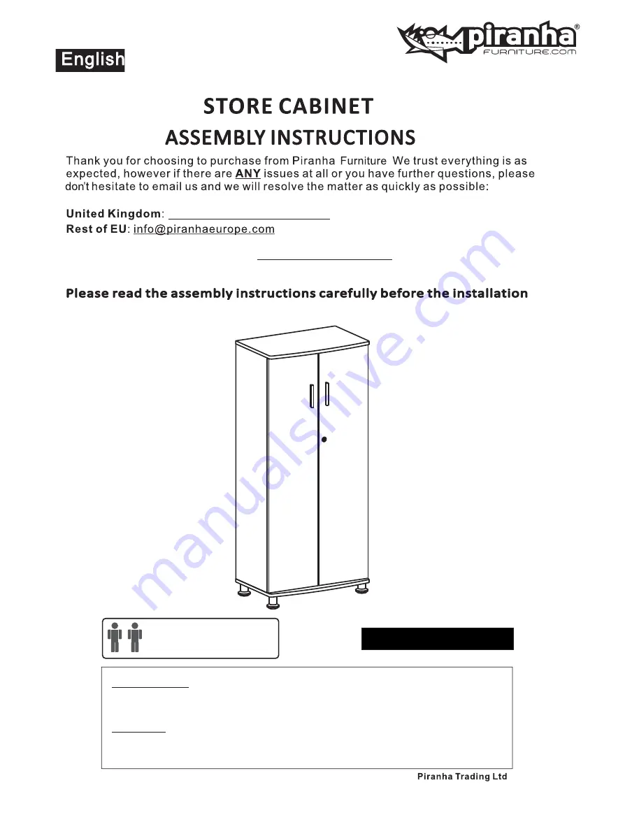 Piranha Furniture PC6 Скачать руководство пользователя страница 1