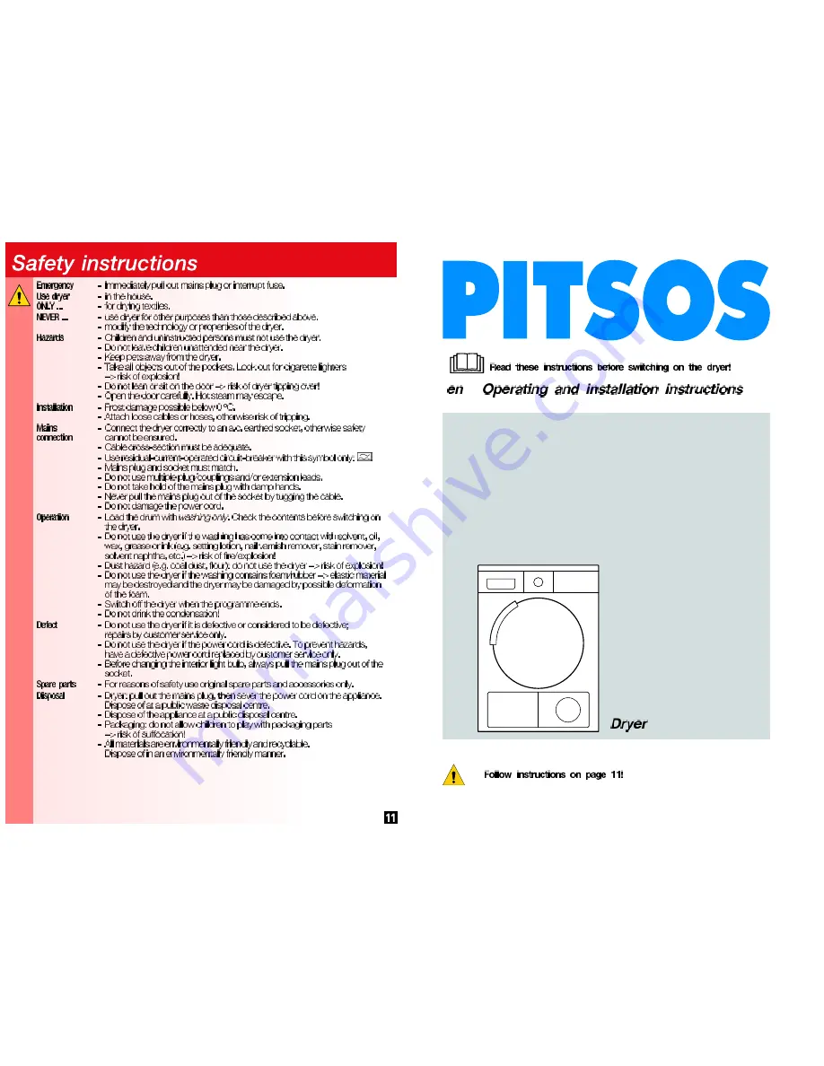 PITSOS wtp60100 Operating And Installation Instruction Download Page 8