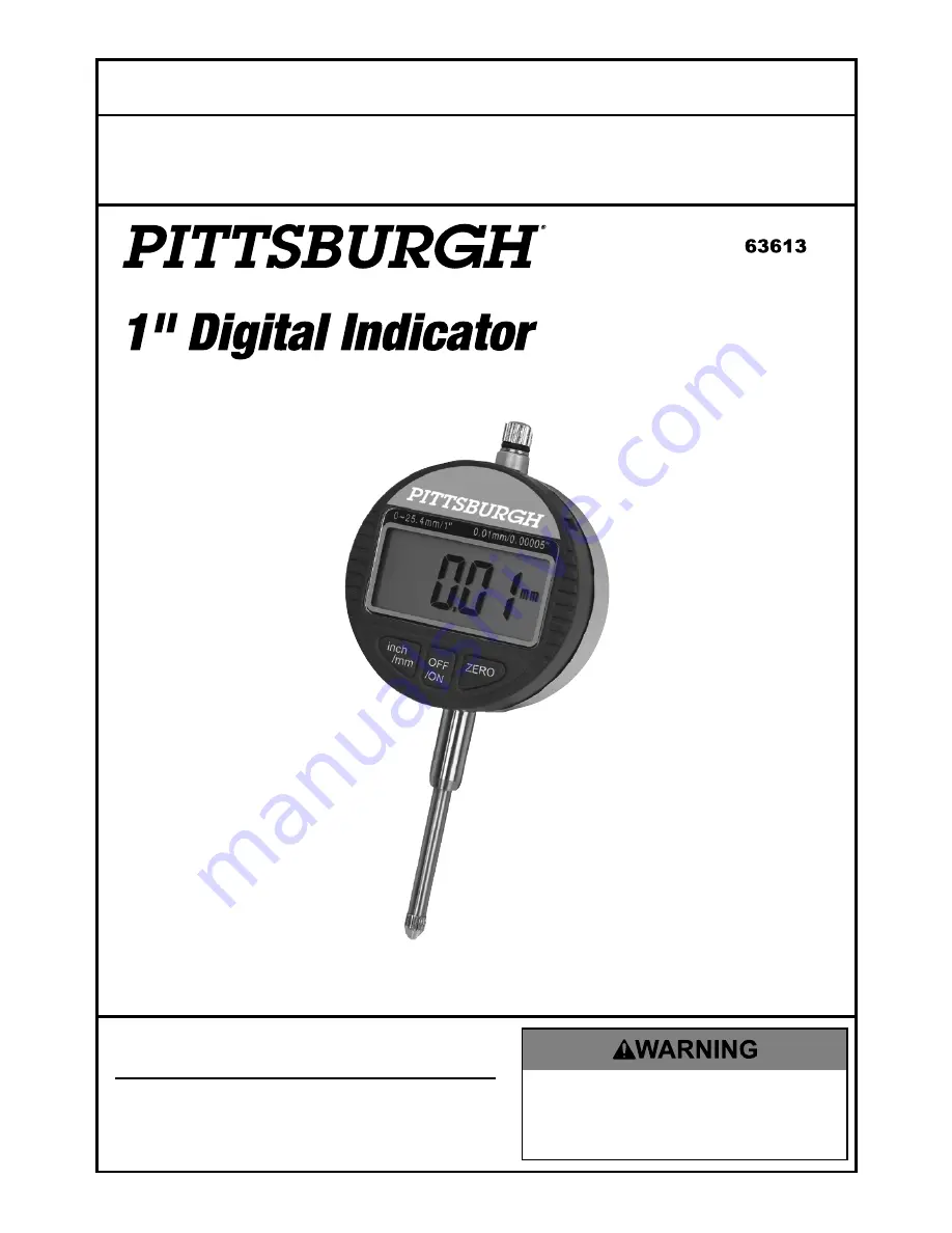 Pittsburgh 63613 Owner'S Manual & Safety Instructions Download Page 1