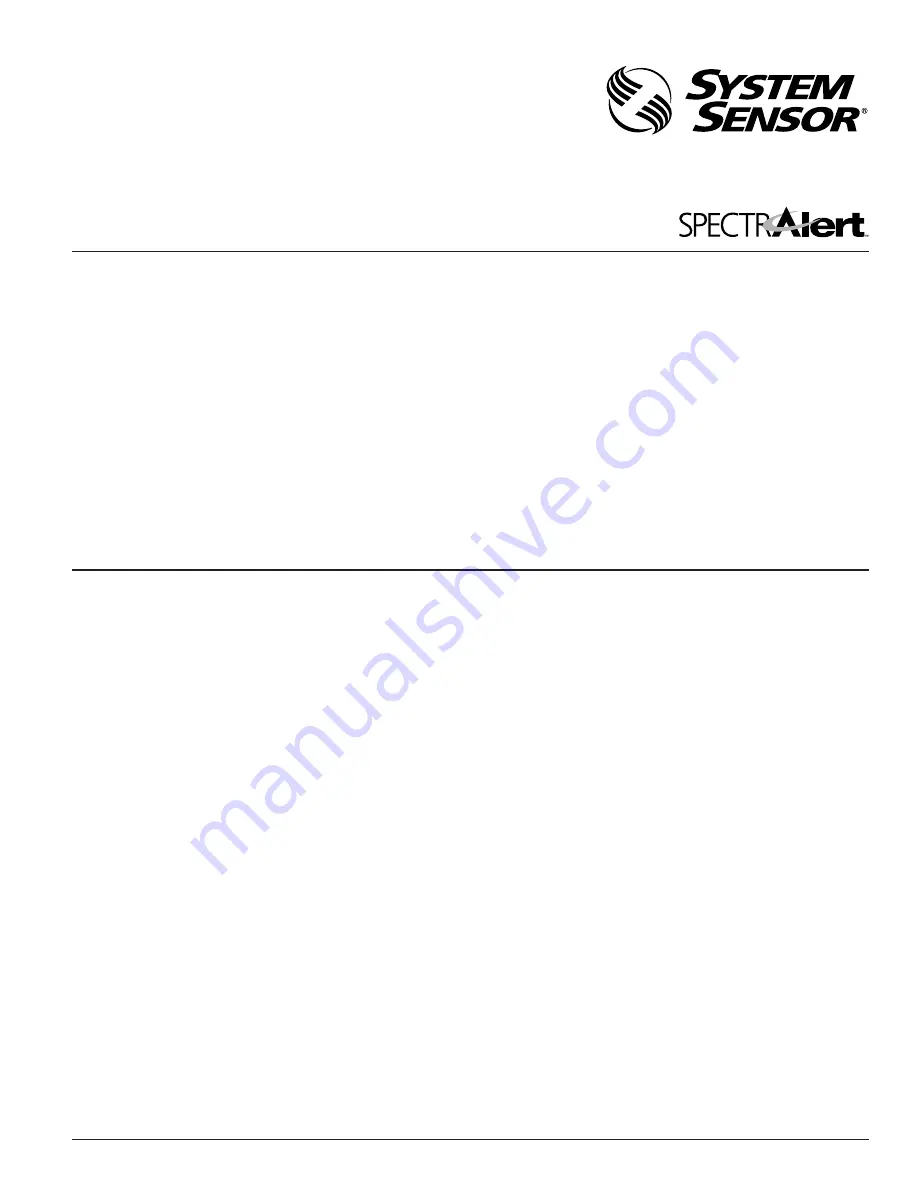 Pittway System Sensor SpectrAlert SP2C Series Installation And Maintenance Instructions Download Page 1